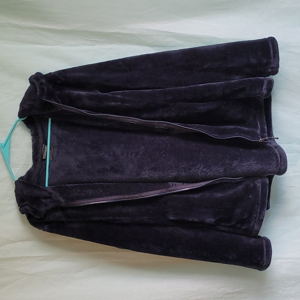 Large navy blue faux fur jacket